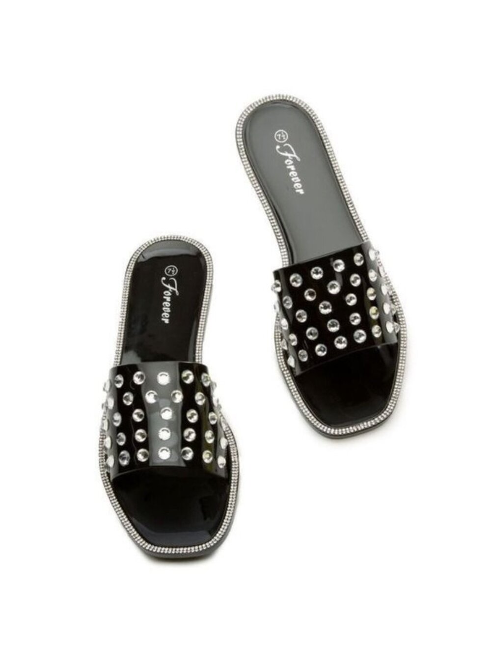 NEW Women's‎ 7.5 Bling Rhinestone Jelly Slip On Flat Slides Sandals Vacay Resort